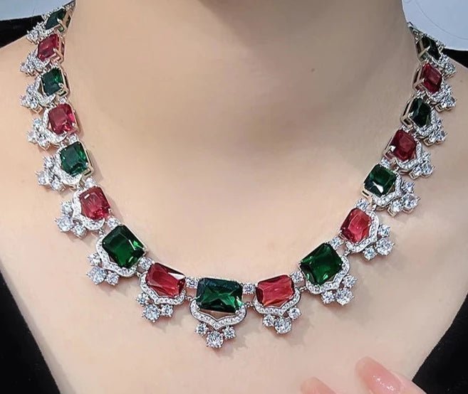 Ice/Red/Green Gem Statement Necklace - Uniquely You Online - Necklace