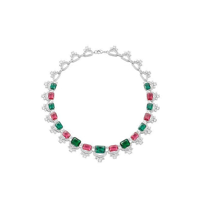 Ice/Red/Green Gem Statement Necklace - Uniquely You Online - Necklace