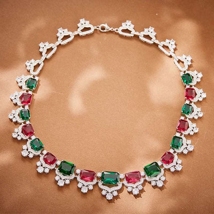 Ice/Red/Green Gem Statement Necklace - Uniquely You Online - Necklace