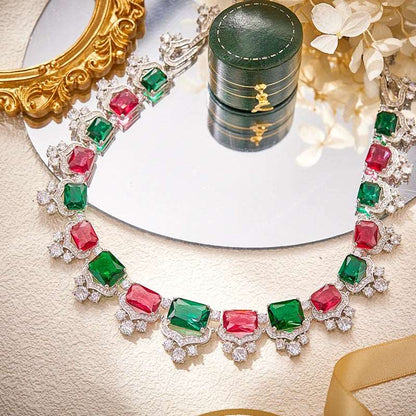 Ice/Red/Green Gem Statement Necklace - Uniquely You Online - Necklace