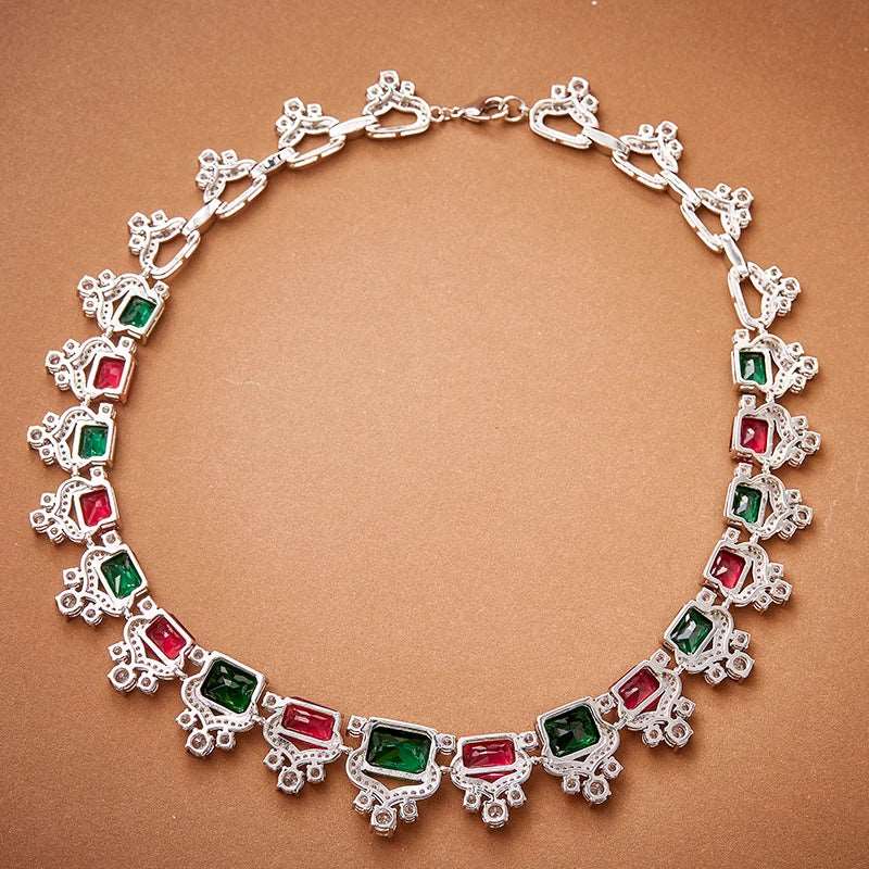 Ice/Red/Green Gem Statement Necklace - Uniquely You Online - Necklace