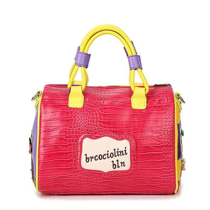 Italian Leather Embroidered Scene Handbag - Uniquely You Online - Handbag