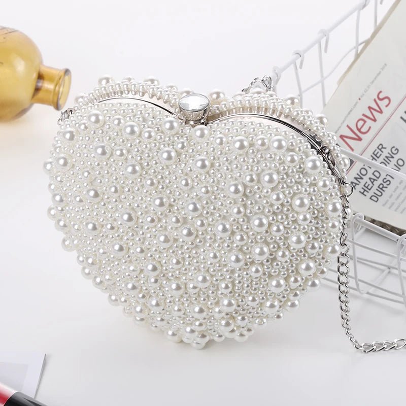 Ivory Pearl Heart Clutch - Uniquely You Online - Clutch