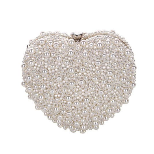 Ivory Pearl Heart Clutch - Uniquely You Online - Clutch
