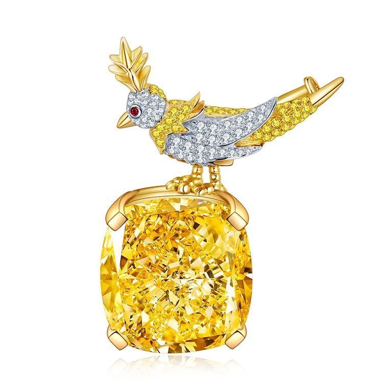 Kingfisher Bird Yellow Corundum Brooch - Uniquely You Online - Brooch