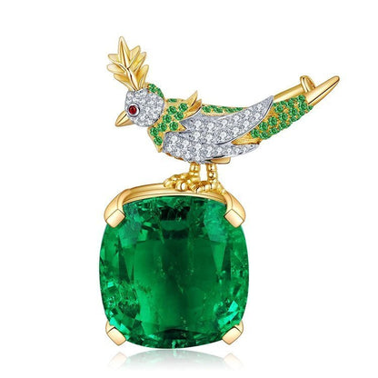 Kingfisher Bird Yellow Corundum Brooch - Uniquely You Online - Brooch