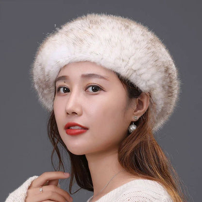 Knitted Lux Mink Fur Beret Hat - Uniquely You Online - Hat