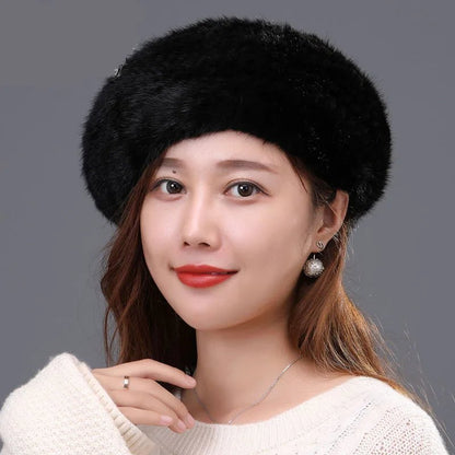 Knitted Lux Mink Fur Beret Hat - Uniquely You Online - Hat