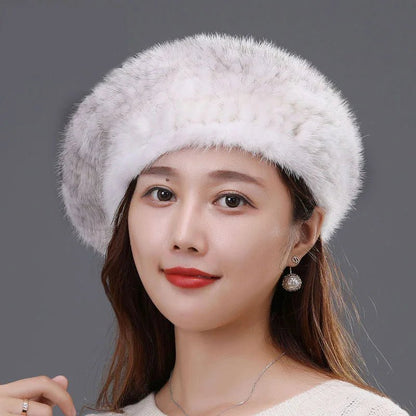 Knitted Lux Mink Fur Beret Hat - Uniquely You Online - Hat