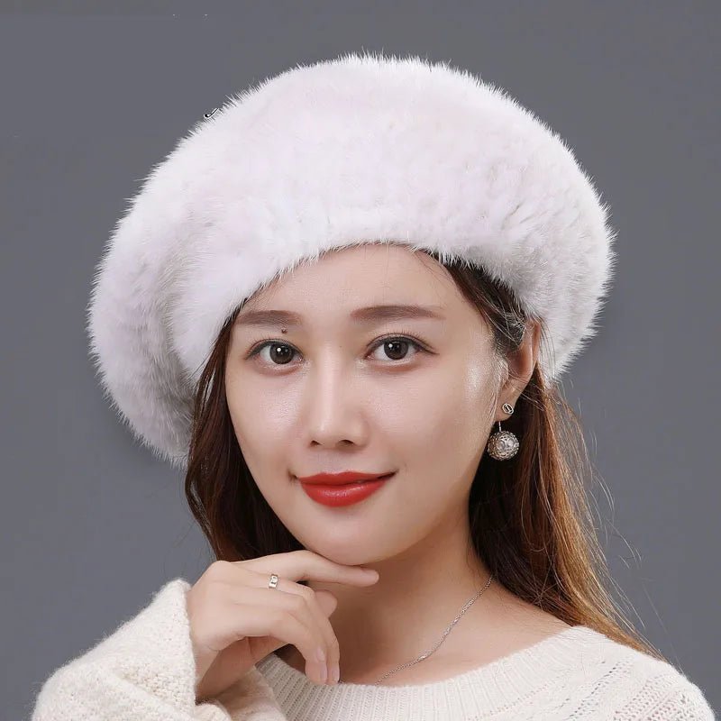 Knitted Lux Mink Fur Beret Hat - Uniquely You Online - Hat