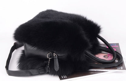Leather Plush Fur Crossbody Bag - Uniquely You Online - Handbag