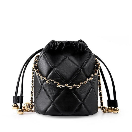Leather Quilted Mini Bucket Bag - Uniquely You Online - Crossbody