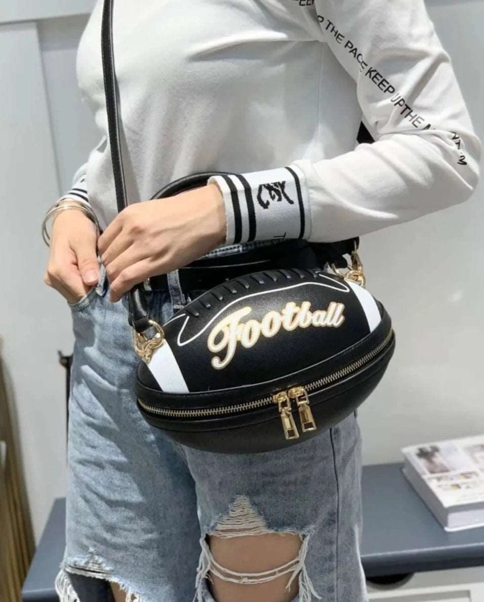 Leather Top Handle Football Handbag - Uniquely You Online - Handbag