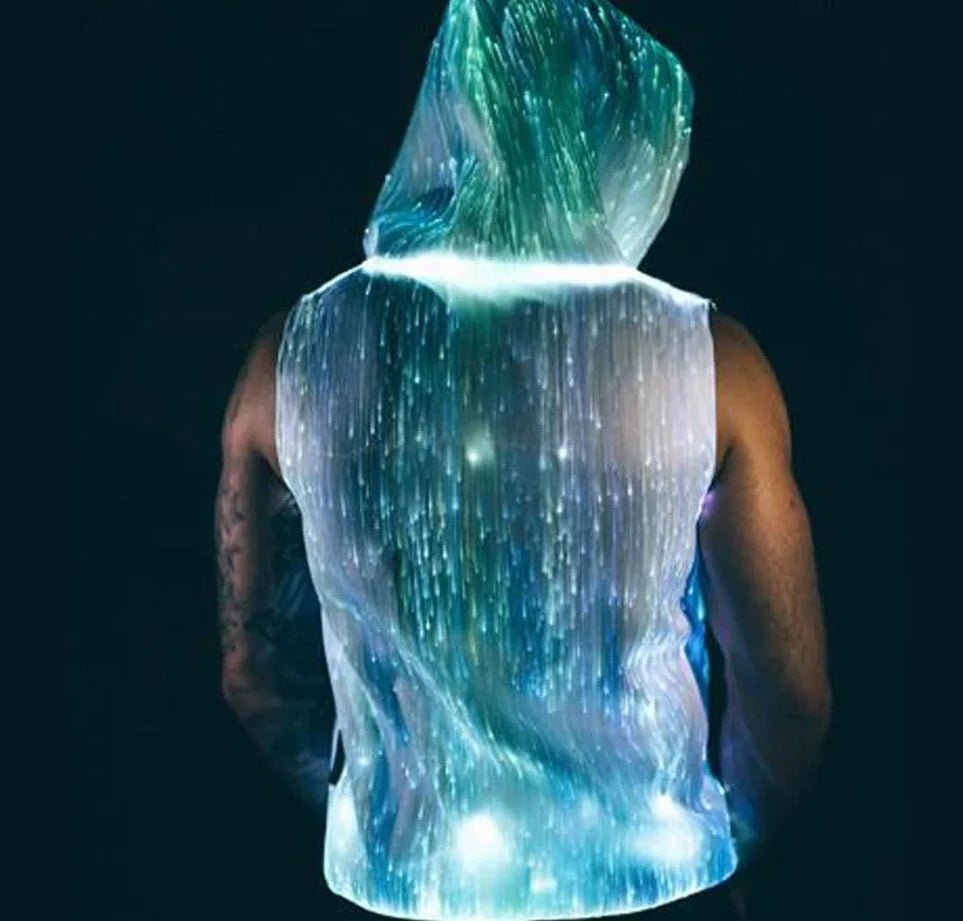 LED Fiber Optic Sleeveless Hoodie - Uniquely You Online - Hoodie