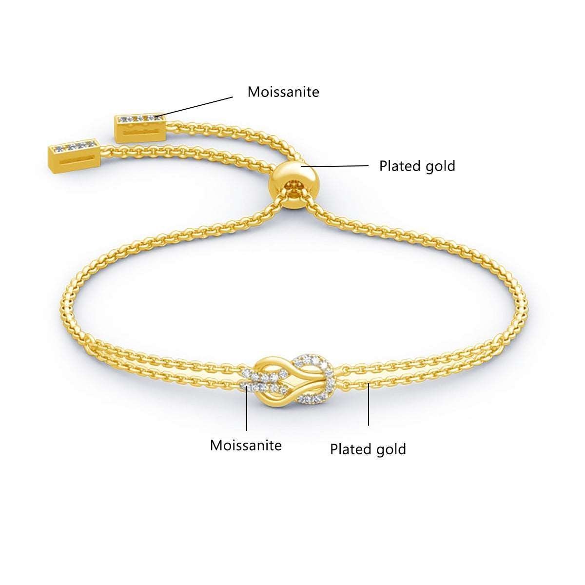 Lux Moissanite Couple Charm Adjustable Bracelet - Uniquely You Online - Bracelet