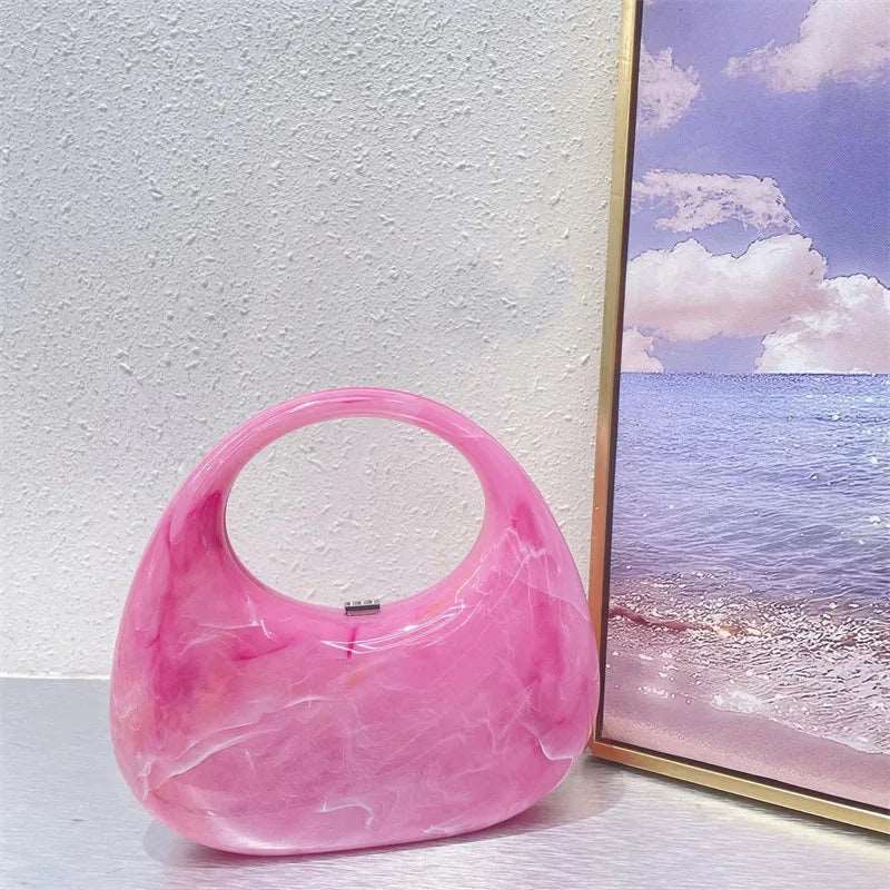 Marbled Candy Transparent Acrylic Clutch - Uniquely You Online - Clutch