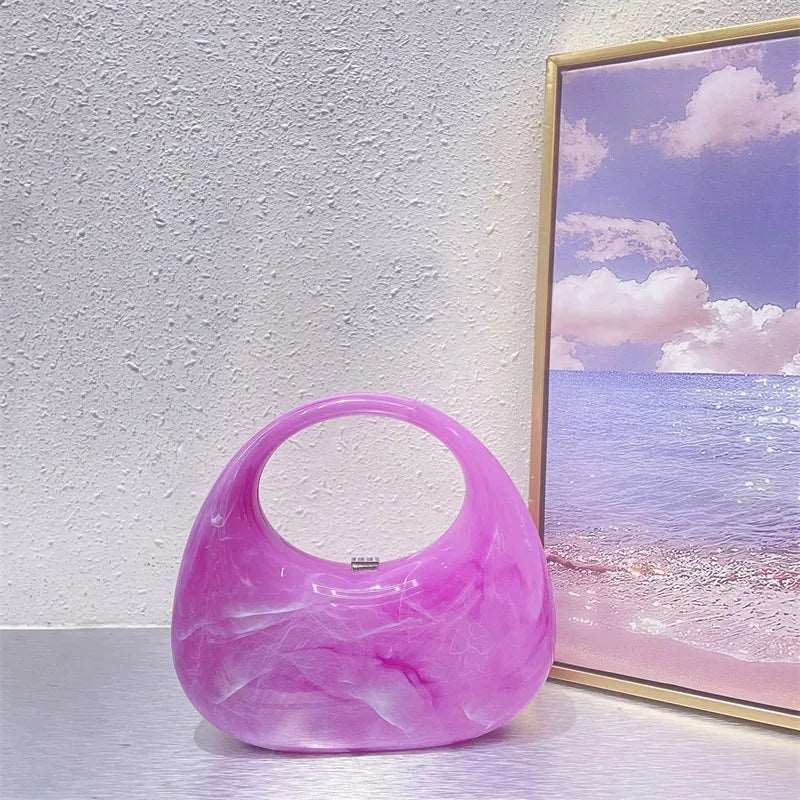 Marbled Candy Transparent Acrylic Clutch - Uniquely You Online - Clutch