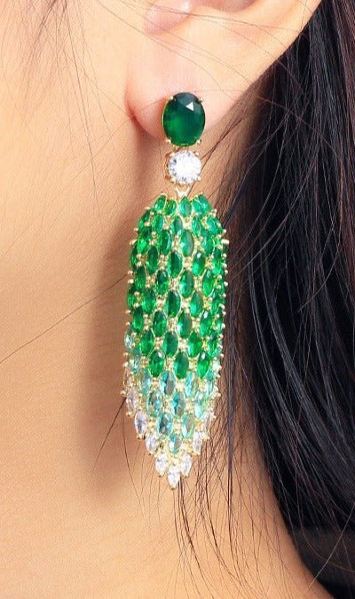 Marquise Cut Green Peacock Drop Earrings - Uniquely You Online - Earrings