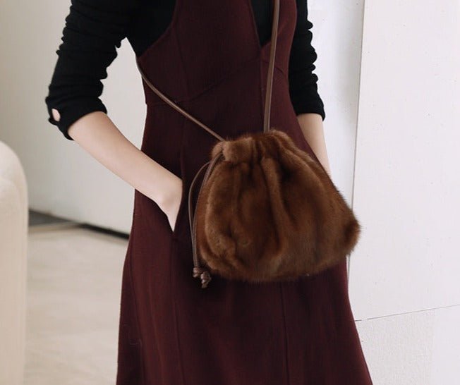 Mink Fur Drawstring Bag - Uniquely You Online - Handbag