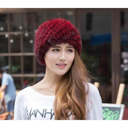 Mink Knitted Thick Fur Beanie - Uniquely You Online - Hat