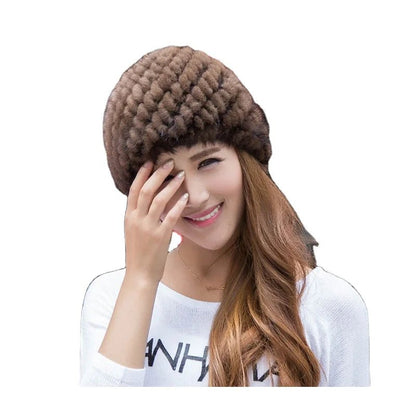Mink Knitted Thick Fur Beanie - Uniquely You Online - Hat