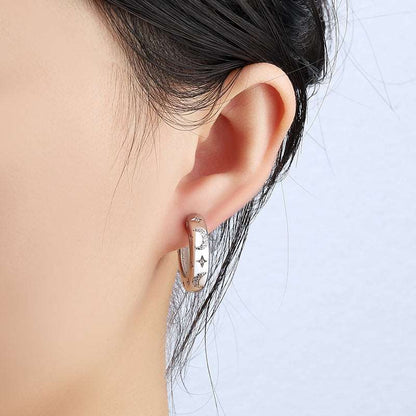 Moon and Star Dome Hoop Stud Earrings - Uniquely You Online - Earrings