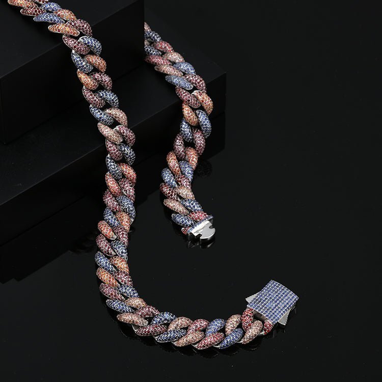 Natural Sapphire and Ruby Cuban Link Chain - Uniquely You Online - Chain and Bracelet