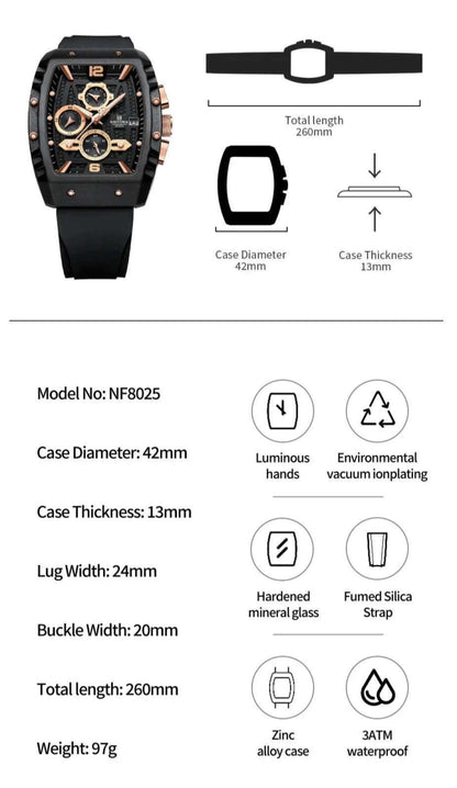 Naviforce 8025 Silicone Quartz Watch - Uniquely You Online - Watch