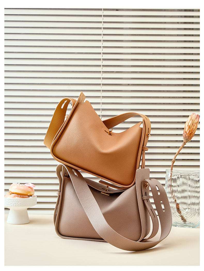 Notched Leather Handbag - Uniquely You Online - Handbag