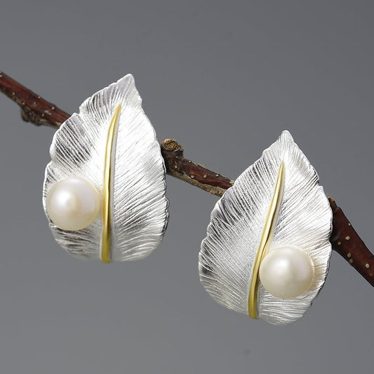 Pearl Leaf Stud Earrings - Uniquely You Online - Earrings