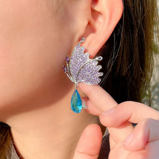 Purple/Blue Butterfly Wing Earrings - Uniquely You Online - Earrings