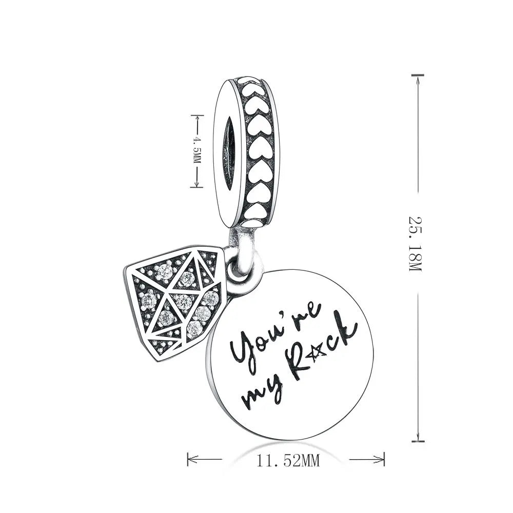 "You're my Rock" Diamond Charm - Uniquely You Online - Charms